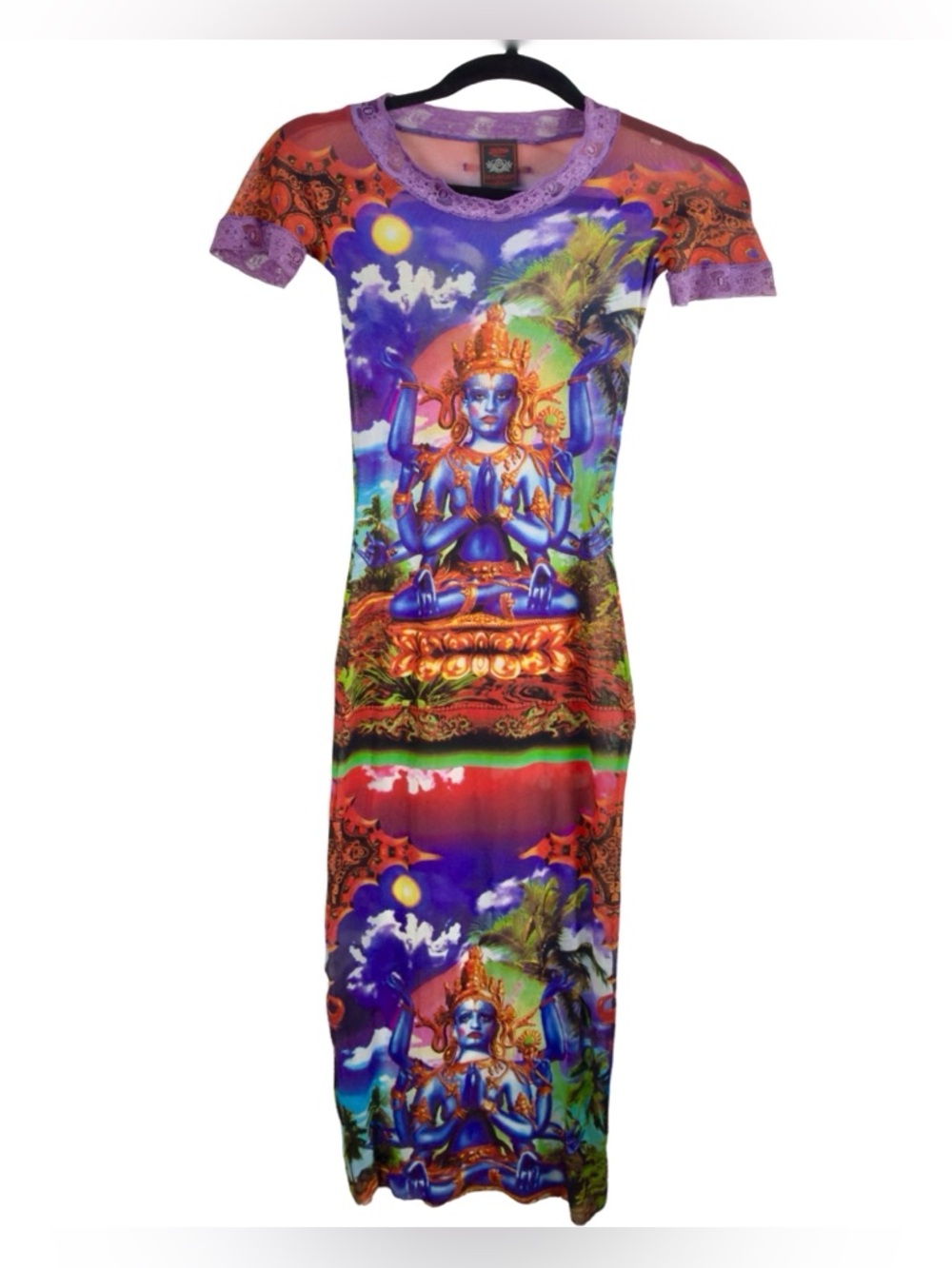 RARE Archive Jean Paul Gaultier SS97 Shiva Print Mesh Dress - Maille Classique - Picture 7 of 13